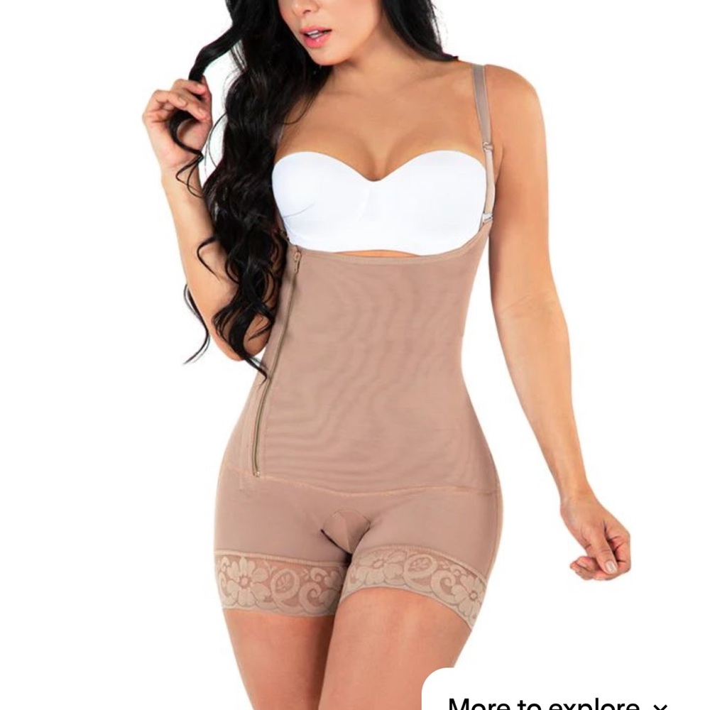 NWT JACKIE LONDON 1515 - Shorts Bodyshaper Straps Lateral Side Zipper Cocoa